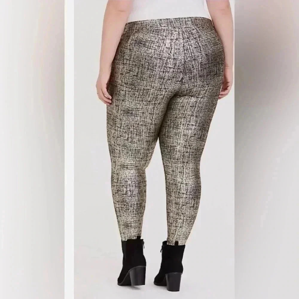 Torrid metallic foil crosshatch gold leggings size 1X